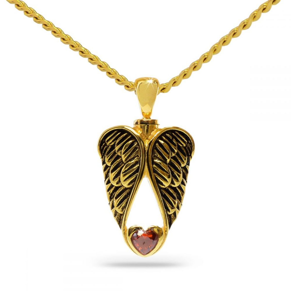 Solid Gold Winged Red Heart